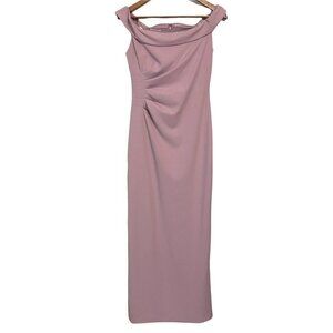 DB Studio Womens Dusty Mauve Side Pleat Sleeveless Boatneck Maxi Gown Dress Sz 8